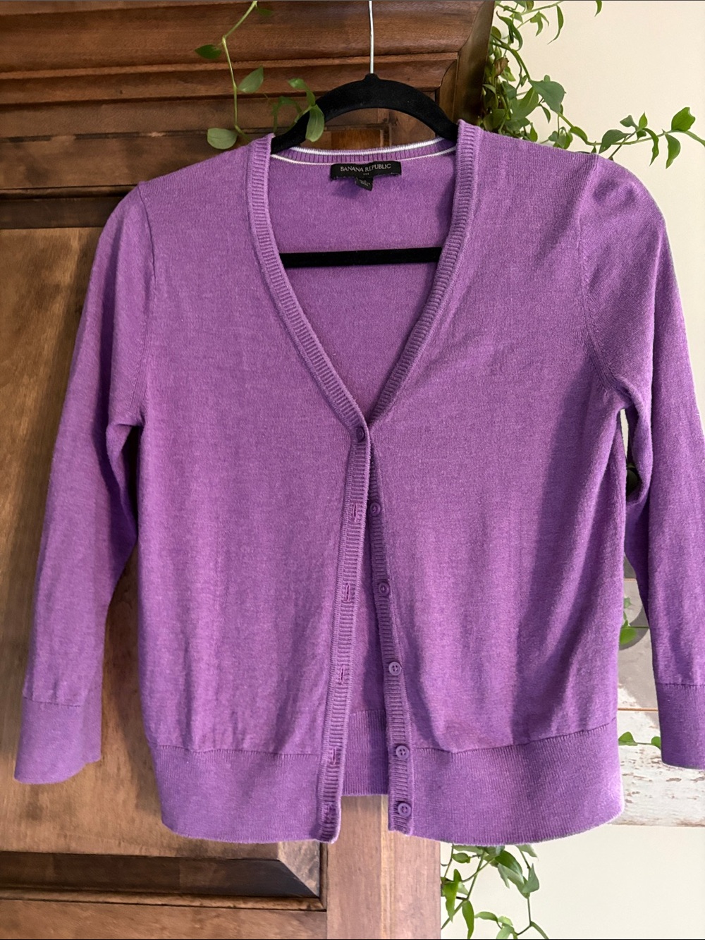 Banana Republic Lavender V-Neck Button Front Cardigan